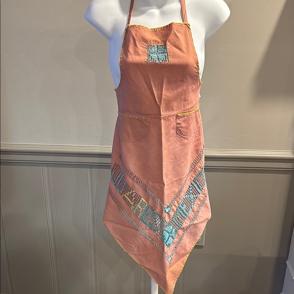 VTG Bohemian Apron with Juarez Mexico Embroidered‎ Detail